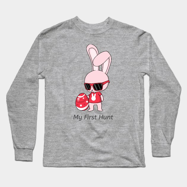 Pink Easter Bunny My First Hunt Egg Long Sleeve T-Shirt by IlanaArt